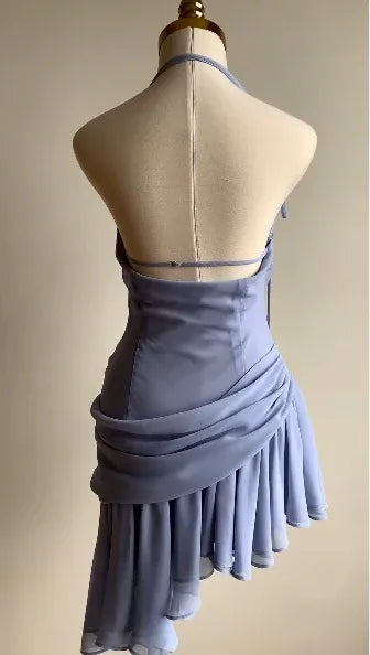 Simple Sheath Halter Neck Sleeveless Chiffon Short-Mini Homecoming Dress