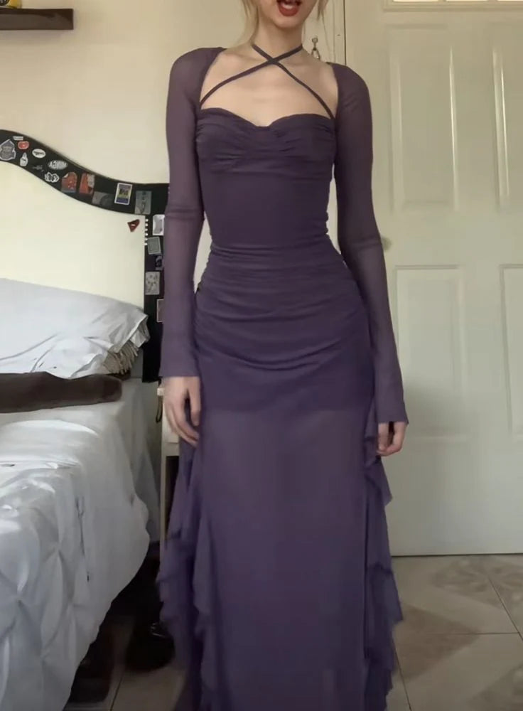 Slinky Mermaid Sweetheart-Neck Chiffon Ruched Dark Purple Party Dresses