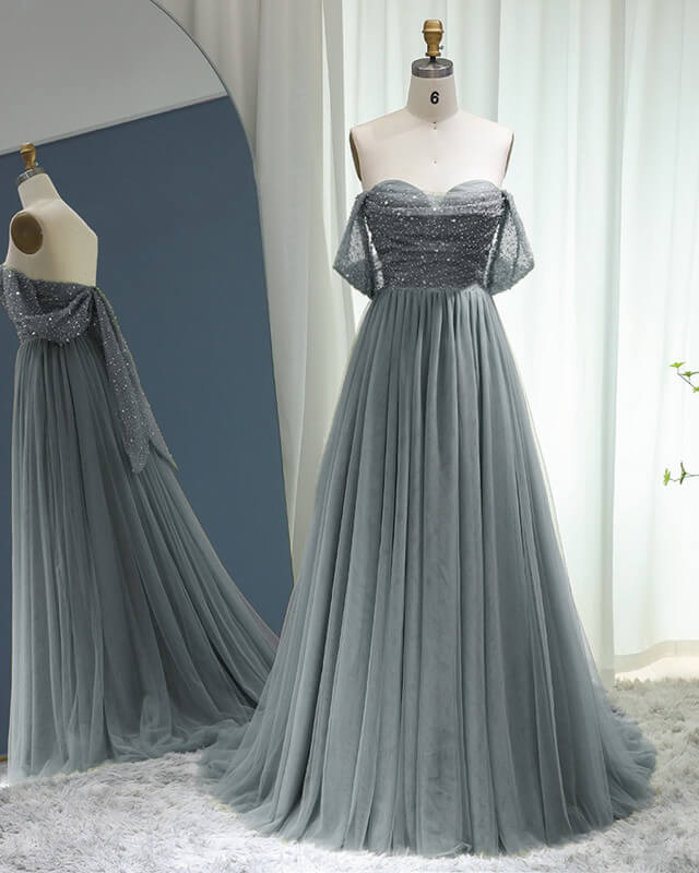 Tulle Off Shoulder Beading Dress Prom Dresses