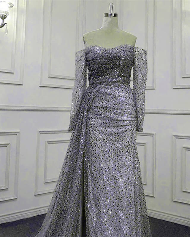 Mermaid Sequin Beaded Off Shoulder Prom Dresses
