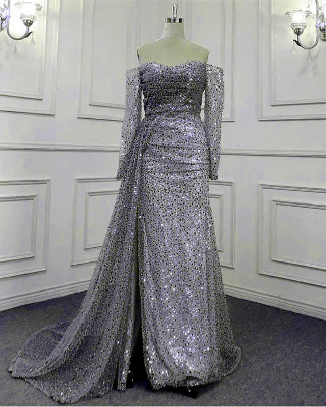 Mermaid Sequin Beaded Off Shoulder Prom Dresses