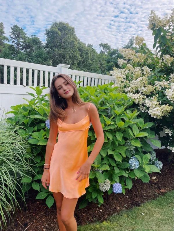 Unique A line Spaghetti Straps Sleeveless Open Back Short-Mini Homecoming Dress