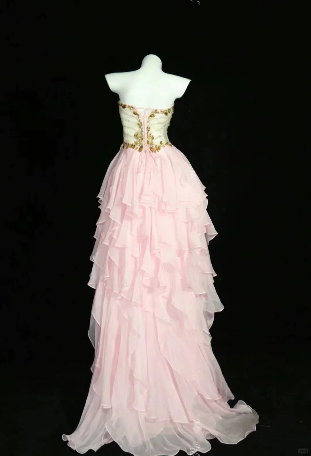 Vintage A-Line Strapless Sleeveless Lace Up Asymmetrical-Length Prom Dress