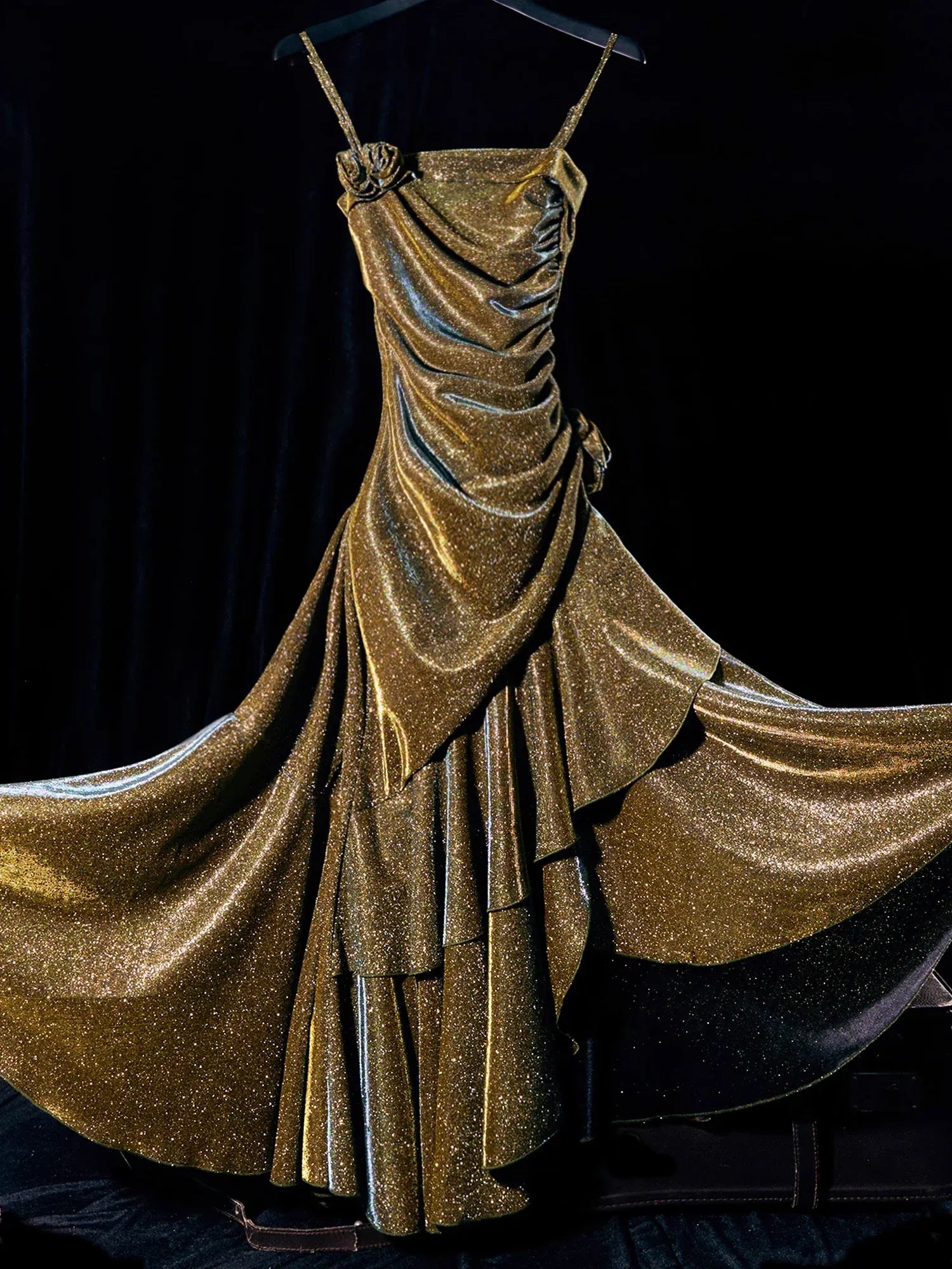 Vintage Mermaid/Trumpet Spaghetti Straps Sleeveless Satin Slit Floor-Length Prom Dress