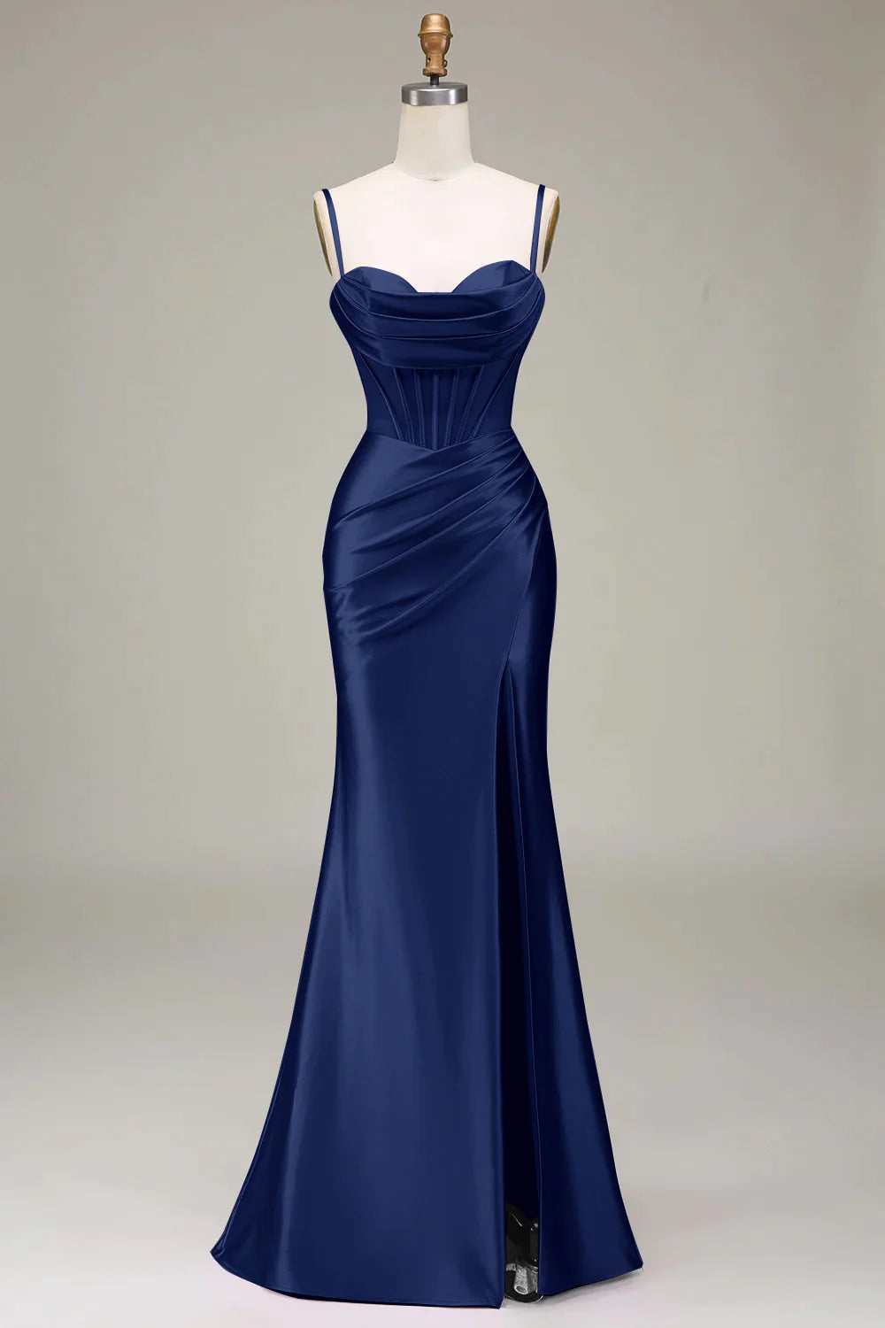 Satin Spaghetti Straps Prom Dress with Corset
