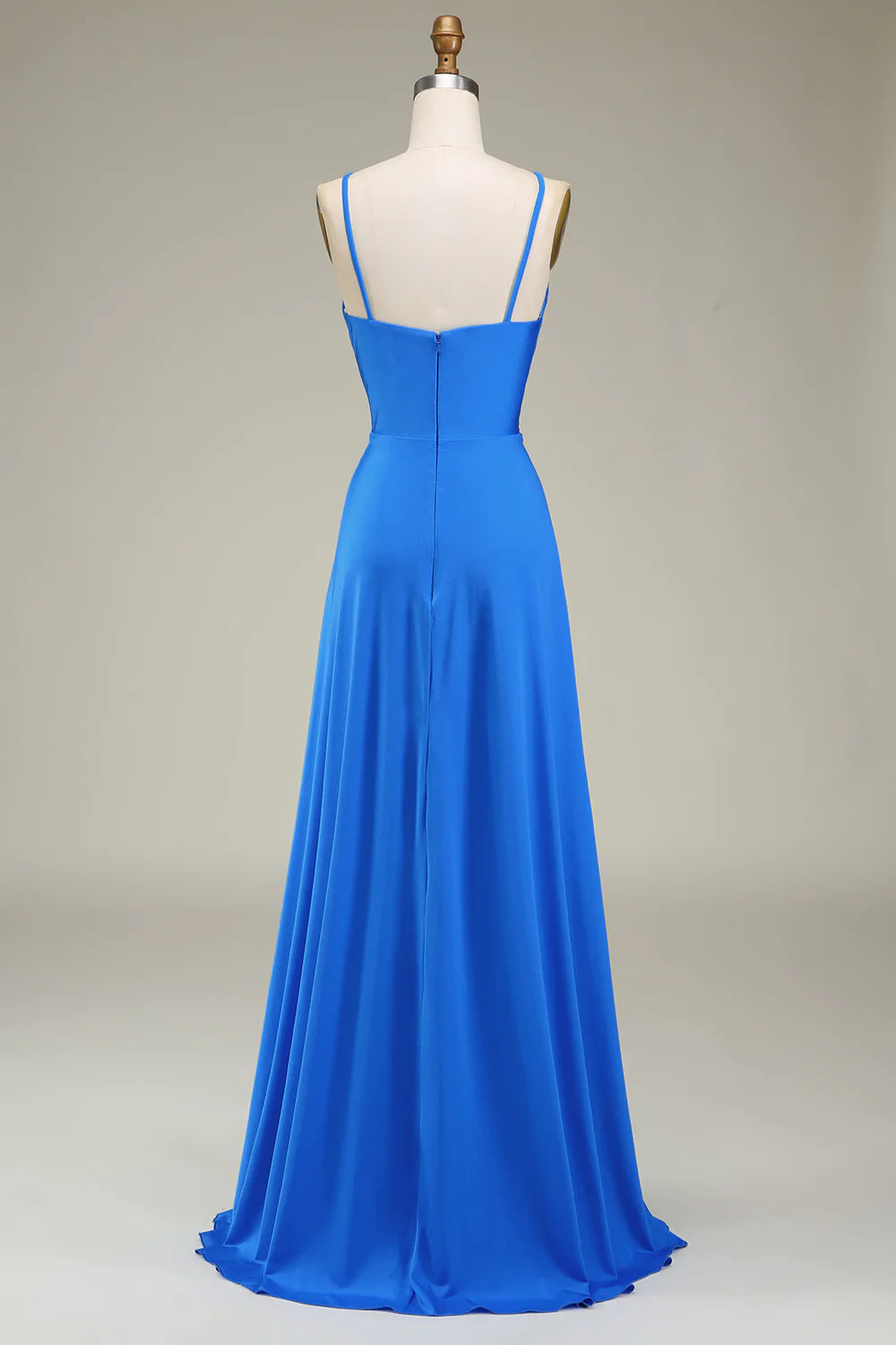 A-line Prom Dress with Pleated Spaghetti Straps