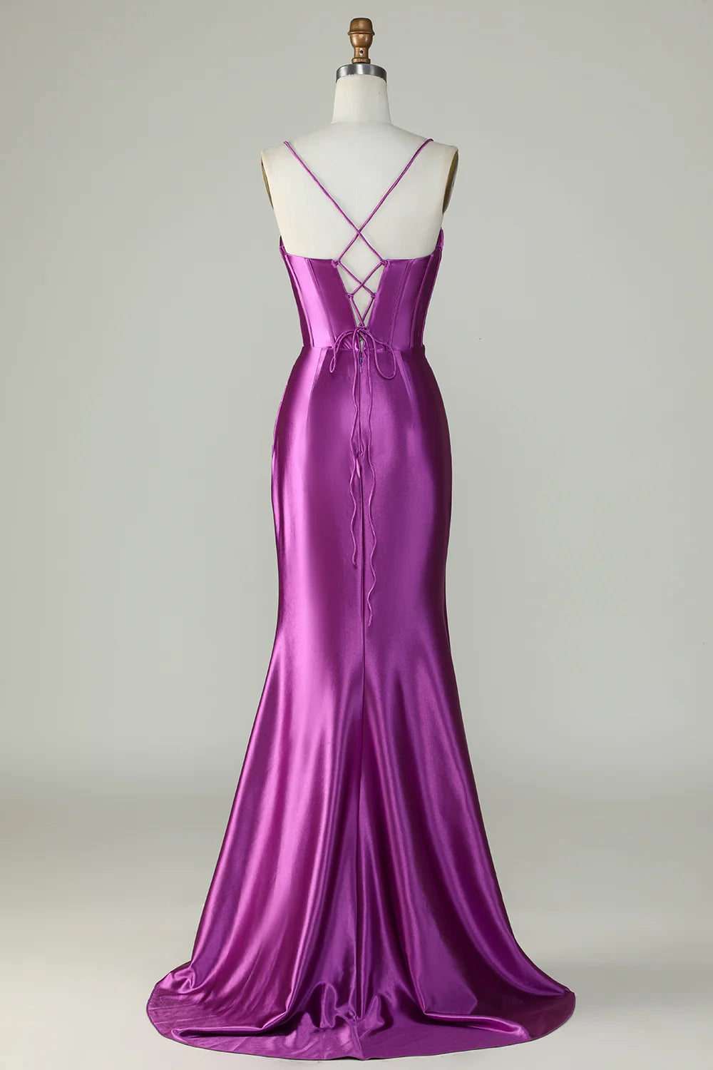 Spaghetti Straps Mermaid Long Prom Dress With Slit