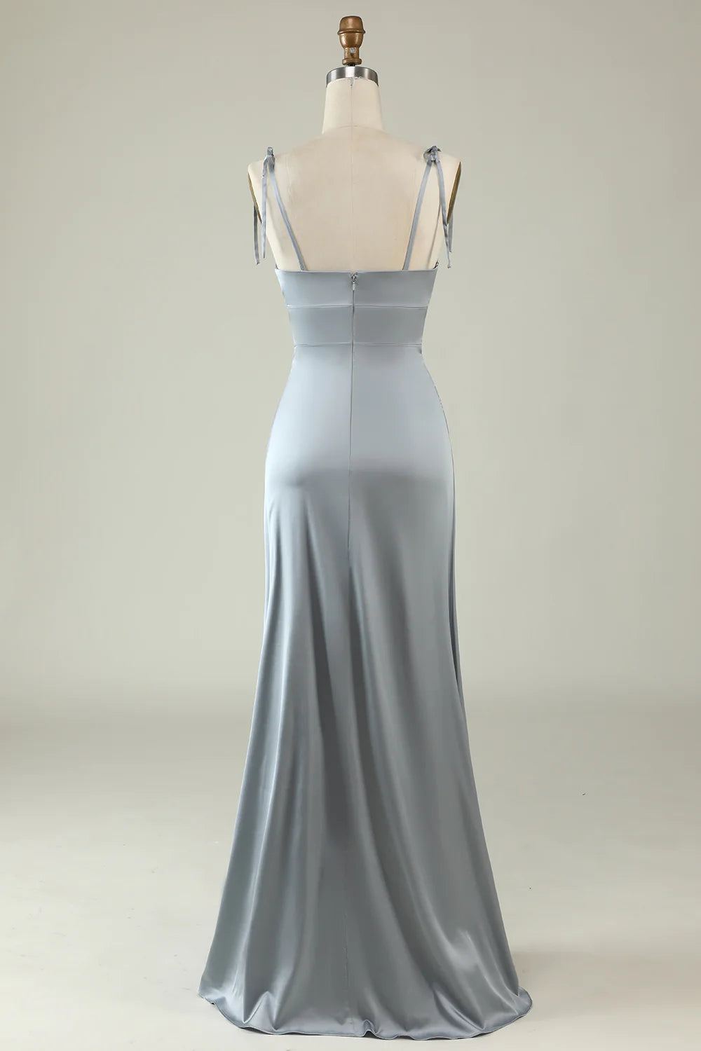 Spaghetti Straps Satin Bridesmaid Dress with Slit