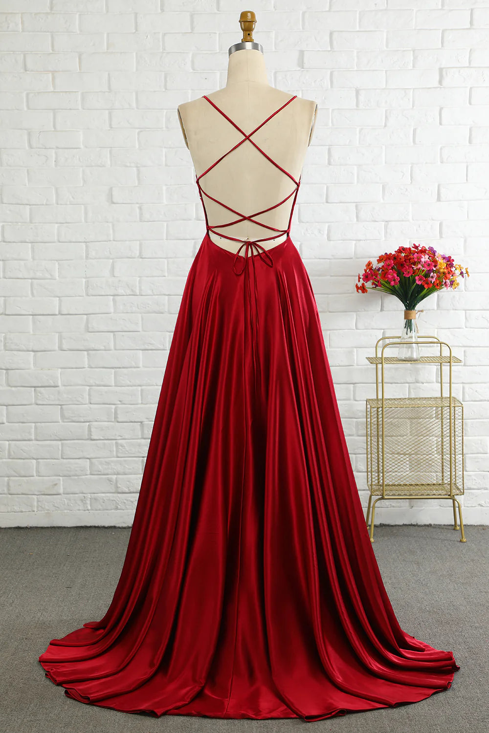 A Line Spaghetti Straps Long Prom Dress