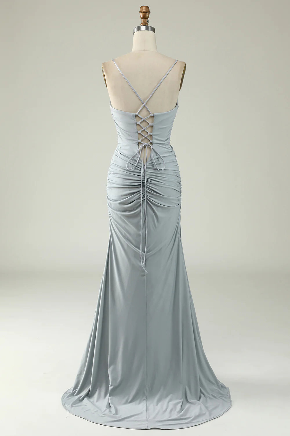 Mermaid Spaghetti Straps Plus Size Prom Dress with Criss Cross Back