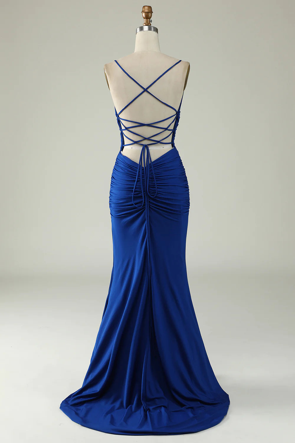 Mermaid Spaghetti Straps Plus Size Prom Dress with Criss Cross Back