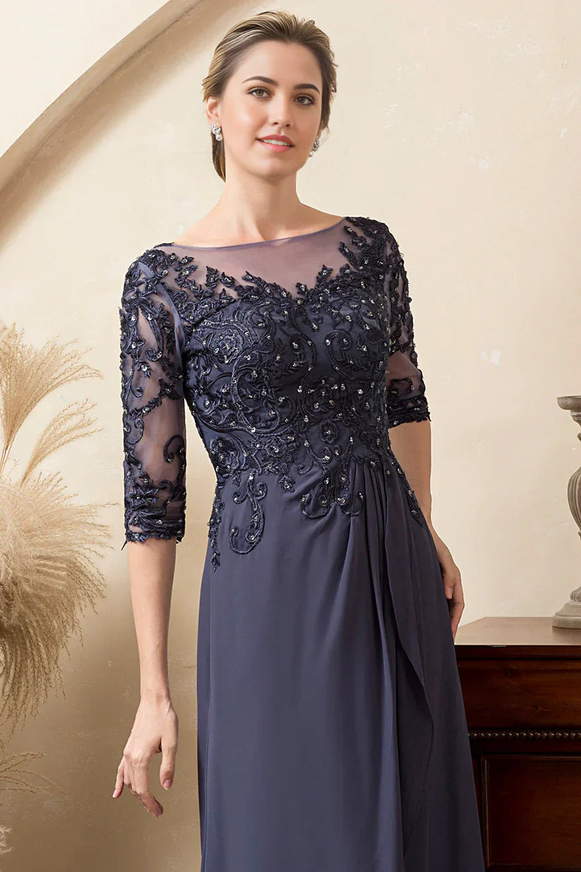 A-line Sparkly Beaded Chiffon Mother of the Bride Dress