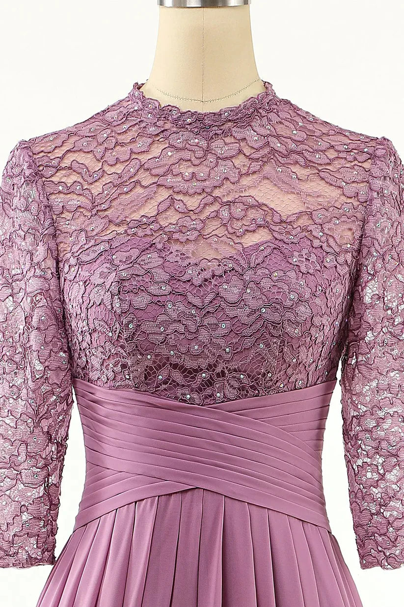 A-line Chiffon Long Mother Of the Bride Dress with Lace