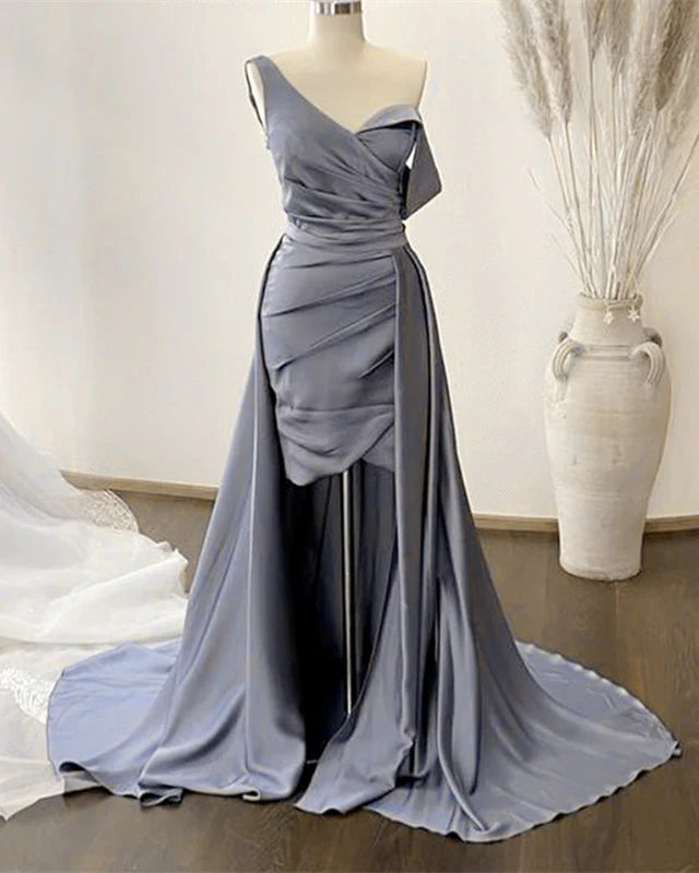 Sheath Column Satin Pleated Dress Prom Dresses