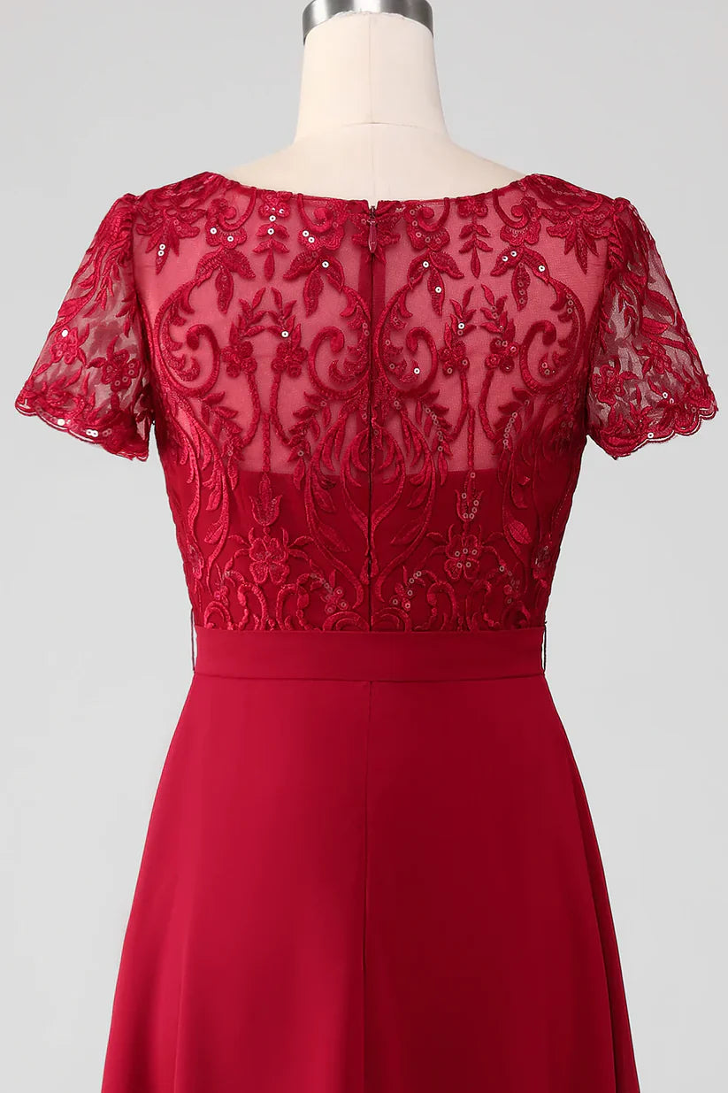 Sparkly Sequin Asymmetrical Mother of Bride Dress with Appliques