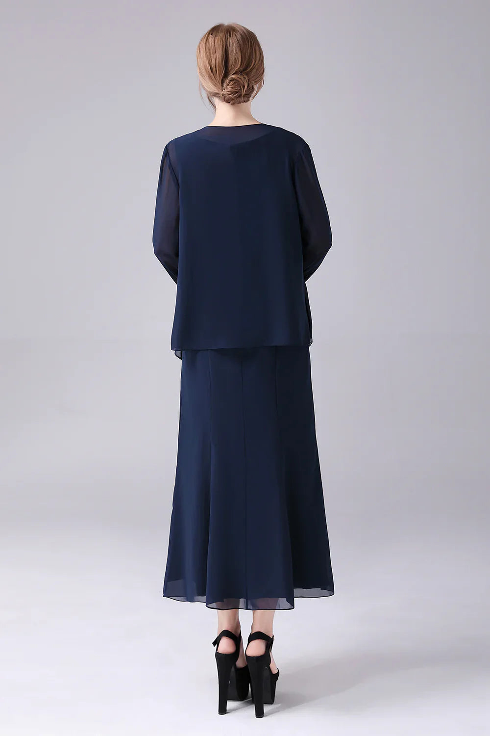 A-line Two Pieces Boat Neck Mother of the Bride Dress