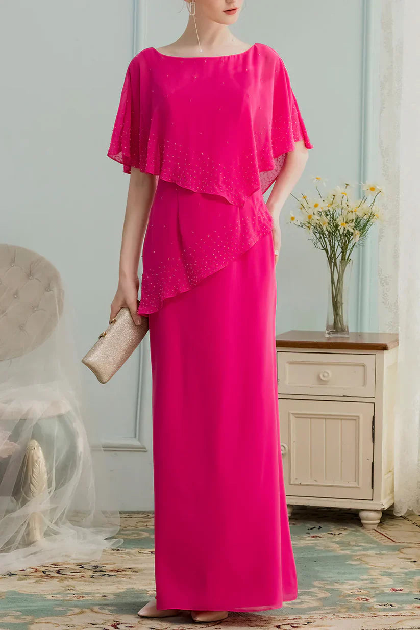 A-line Long Chiffon Bridesmaid Dress Mother of the Bride Dresses With Beading