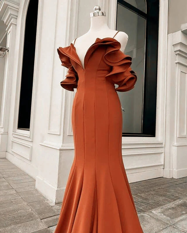Mermaid Ruffles Shoulder Dress Prom Dresses