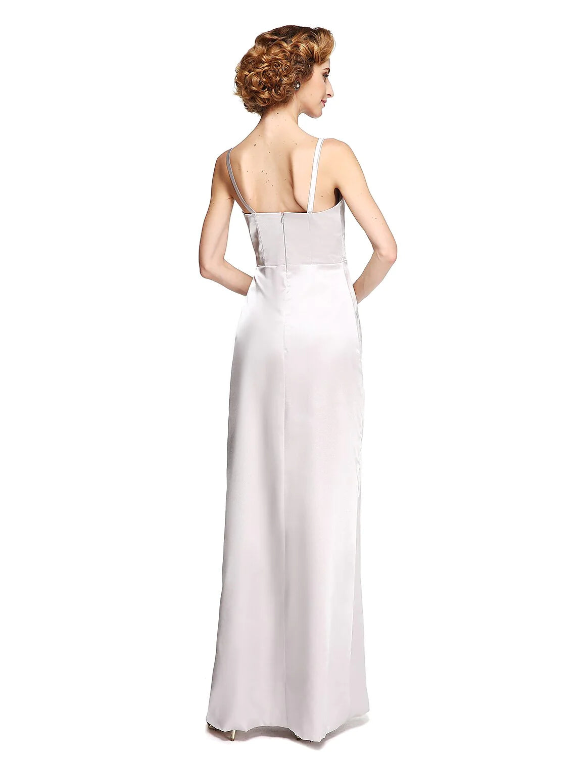 Sheath / Column Mother of the Bride Dress Two Piece Spaghetti Strap Floor Length Stretch Satin Sleeveless yes with Pleats