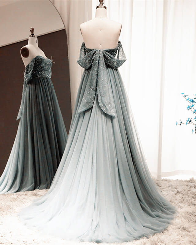 Tulle Off Shoulder Beading Dress Prom Dresses