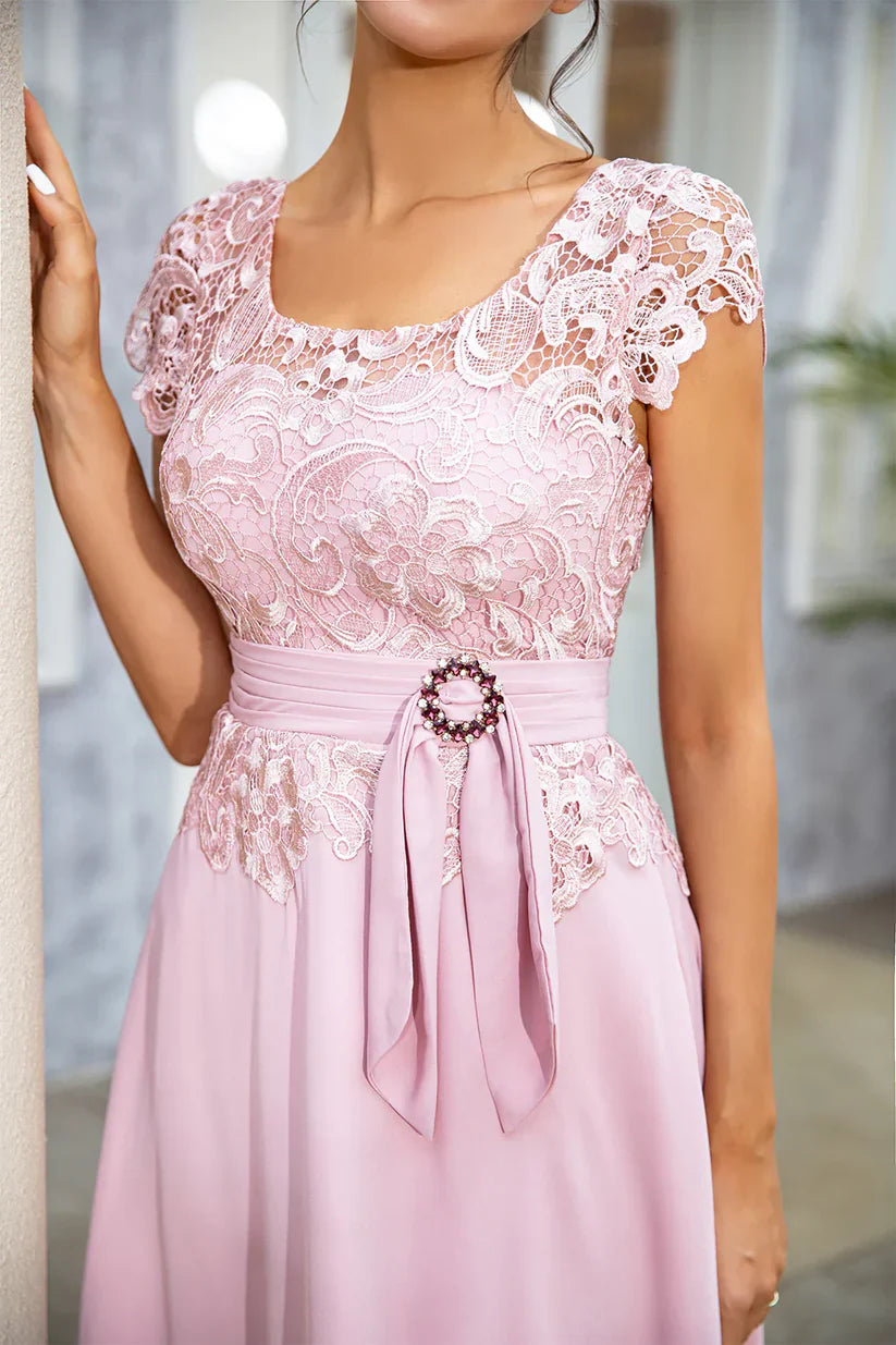 A-line Chiffon Mother of the Bride Dress with Lace